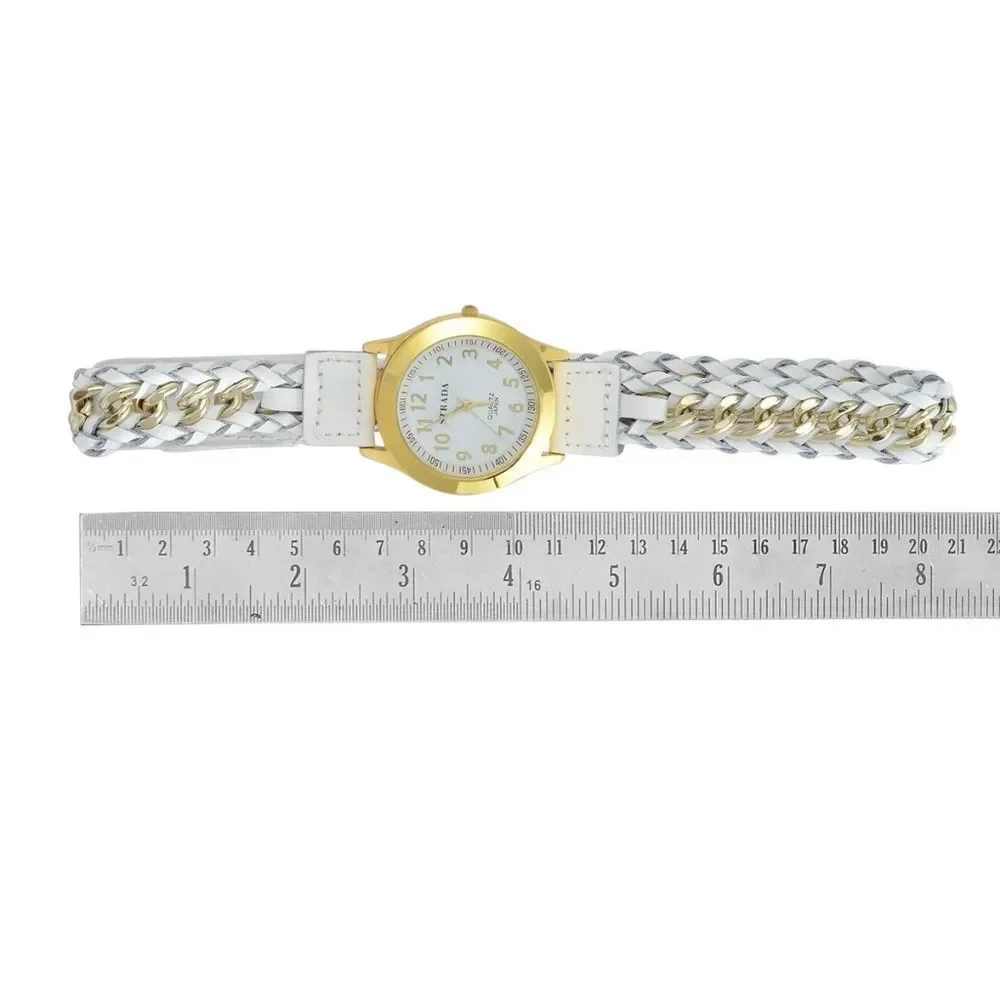 4 FOR $20 STRADA Watch Faux White Leather Band